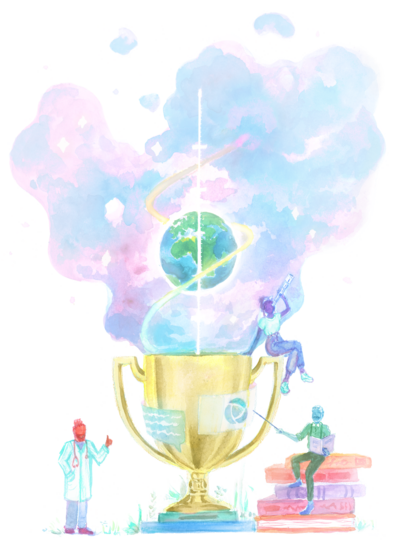 Watercolour of Thrive Trophy
