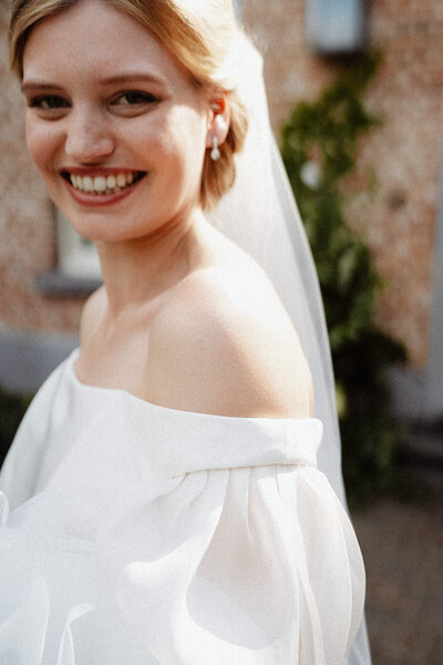 candid bridal portrait