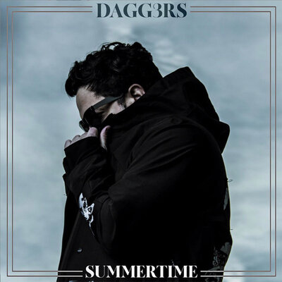 Single Cover for Dagg3rd Summertime singer wrapped in black coat wearing sunglasses standing profile against cloudy sky