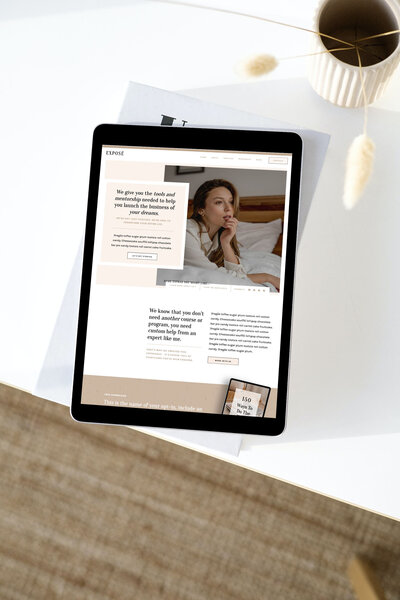 iPad with a website by Grace and Gold Website design for Showit