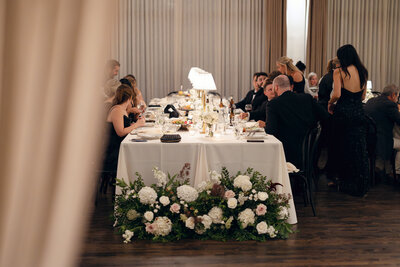 Madison Wisconsin wedding guests enjoying their dinner.