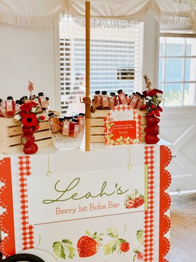 Berry themed birthday party signage and decor planned by Fancy Chancey in San Diego CA