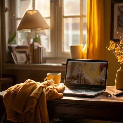 Digital Warmth_ A Scene of Comfort and Creativity