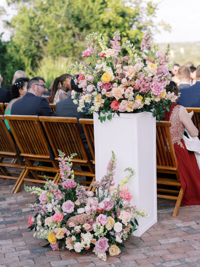 Floral arrangements at ceremony planned by Bianca Nichole and Co