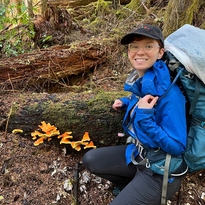 Ashley Laabs foraging for mushrooms