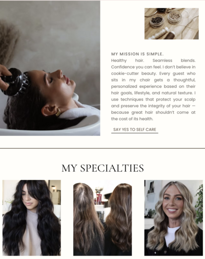 Website design for Utah hairstylist 