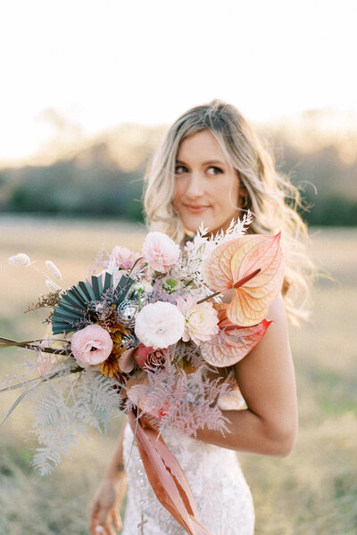 Luxury wedding  image of bride photographed by a Texas film wedding photographer and edited by private photo editors Cultivated Edits