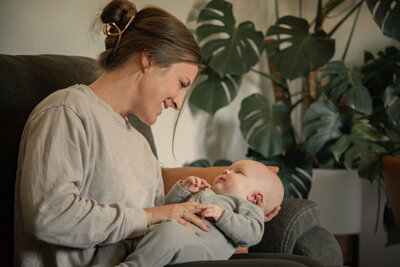 woman working with an infant