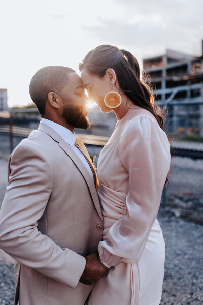 Nashville Elopement Photographer captures bride and groom hugging during bridal portraits