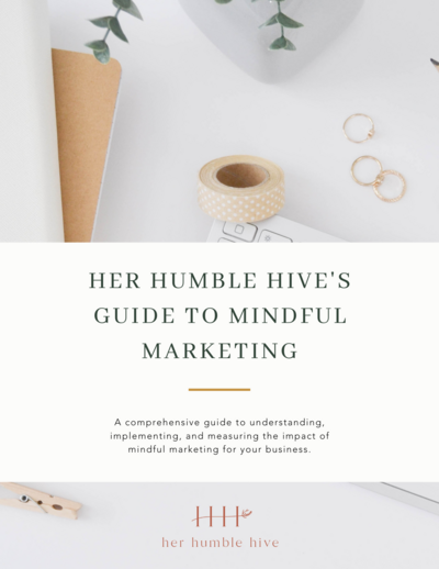 Ipad with image of Her Humble Hive's Guide to Mindful Marketing Cover