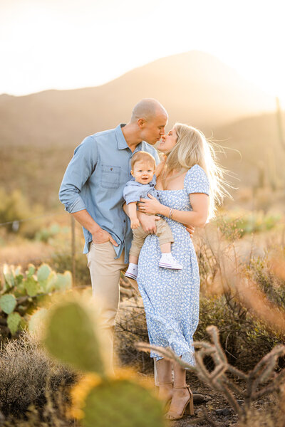 Light and airy portrait of a family in the sonoran desert