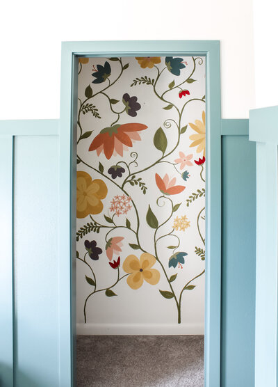 hand painted floral wall mural