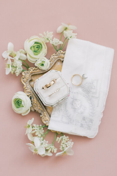 Detail shot of family heirloom at Rosewood Farms wedding, PA.
