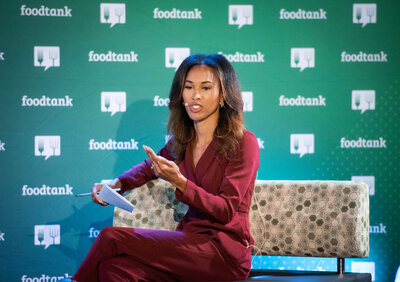 Adrianna Hopkins hosting an event for FoodTank
