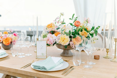 Tropical wedding reception tabletop