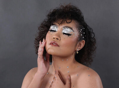 Jade with dark eye makeup and updo — dark glam bridal beauty by MaKall