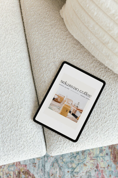 Coffee company branding shown on iPad