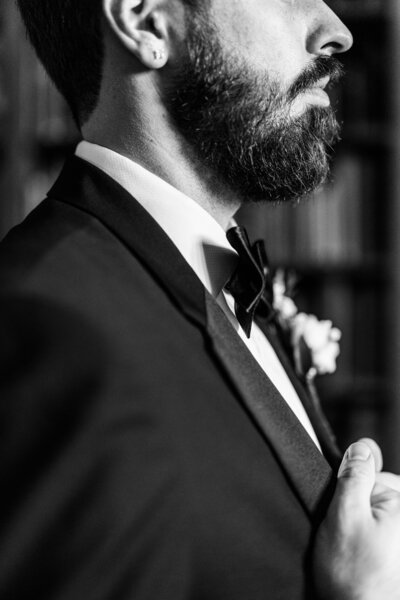 Atlanta Wedding Photographer | Close Up Of Groom Fixing Tux