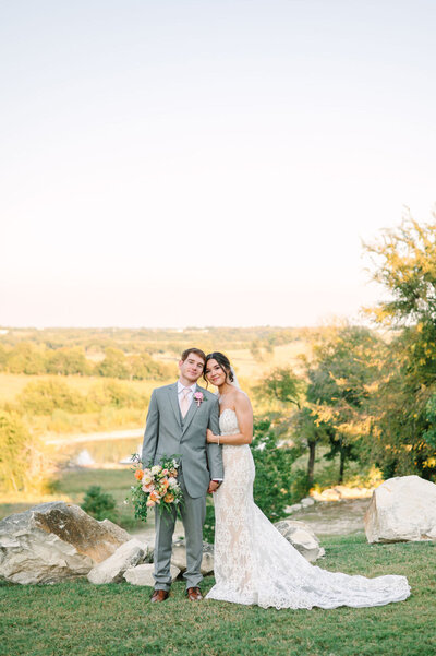 Bride and groom outdoor portrait at Austin wedding