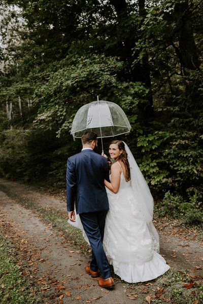 A bride and groom on their wedding day in North Carolina