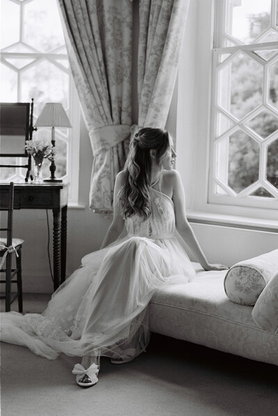 35mm bridal portrait at Gloucestershire wedding