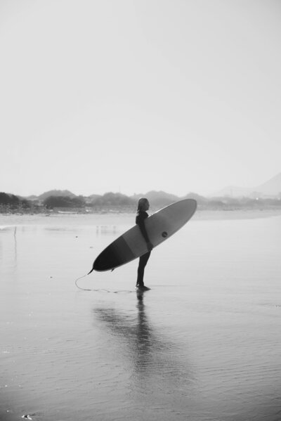 surfing at the beach