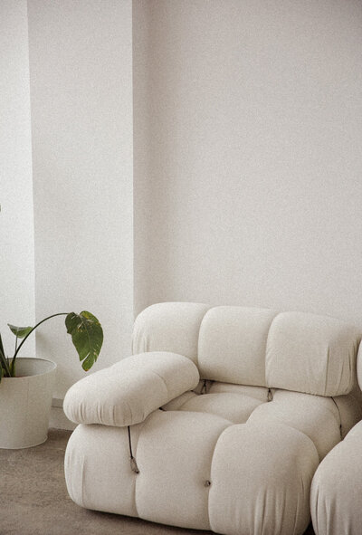 Mental health counseling office with white couch