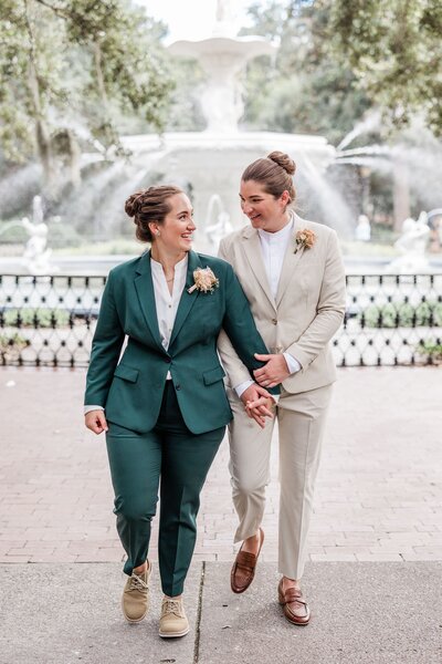Kelsey + Annelise's elopement at Forsyth Park in Savannah