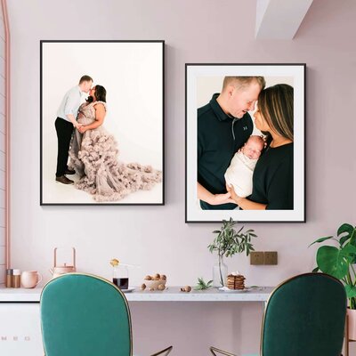 framed maternity photo of couple over chair captured by Springfield MO maternity photographer