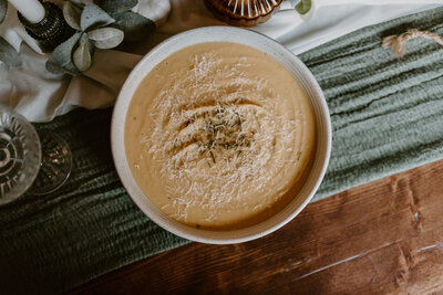 a bowl of soup from a louisiana fall wedding