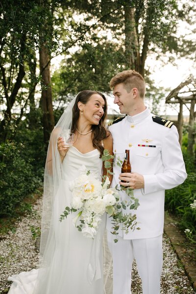 Virginia bride and groom posing