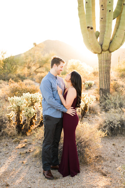 Phoenix photographer photographs engaged couple in the Scottsdale desert