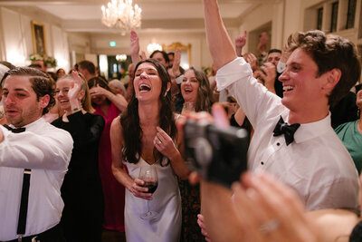 bride and groom dancing