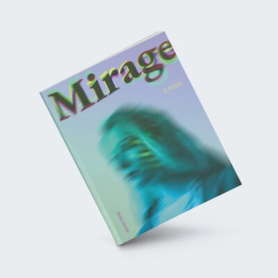 a mockup of a sci fi style book with a distorted image of a woman on the cover