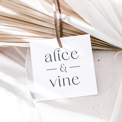 hang tag design for alice and vine brand