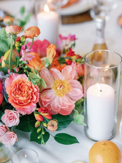 Blush and wine wedding reception flowers