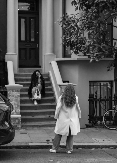 outdoors styled photoshoot with women on the steps