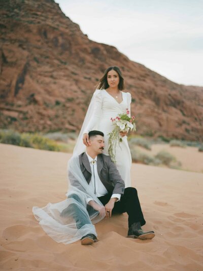 bride and groom at their St. George elopement
