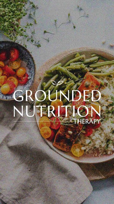 Logo for Grounded Nutrition Therapy, featuring earthy tones and natural elements, emphasizing holistic health and wellness.
