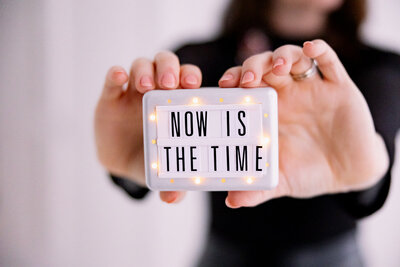 Stephanie Seija Content Marketing - "now is the time" marquee sign