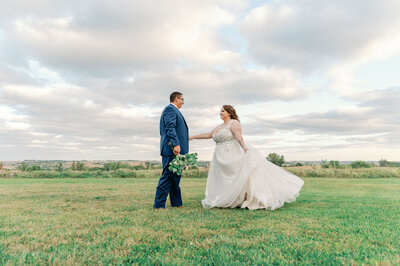 bride and groom at sunset at Bella Terre Venue