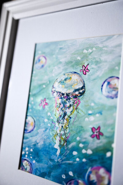Underwater Whimsy- Original Artwork by Arastasia Vibrant Acrylic Art Inspirational Artwork Colorful Home Decor Paintings Cloud Artwork