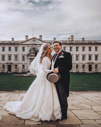 Bride and groom first look photos in field