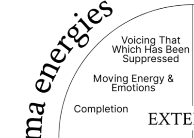 Diagram illustrating Module 2 of CPTSD Resolution 101 Workshop, focused on external release of trauma energies and creating safe healing spaces