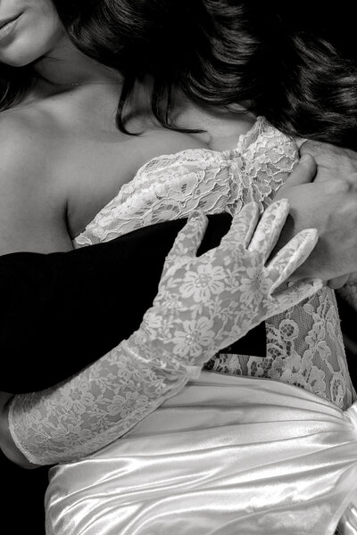 Newport RI Wedding Photographer | Rhode Island Caprio Captured Photography | Close Up of Bride And Groom Embracing in Black And White