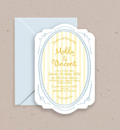 Light sky and dusky blue Big Love invitation by State of Elliott