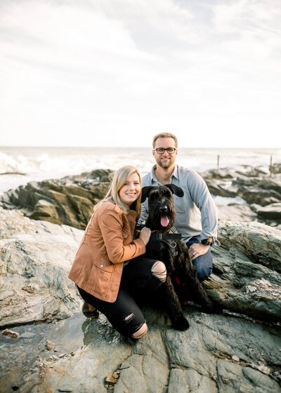 couple with their dog in rhode island