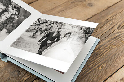wedding album showing bride and groom