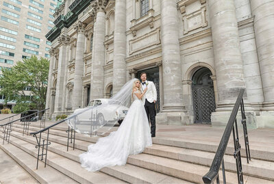 Luxury Bride and groom portrait session in Downtown Montreal