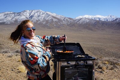 Cooking outdoors in Death Valley